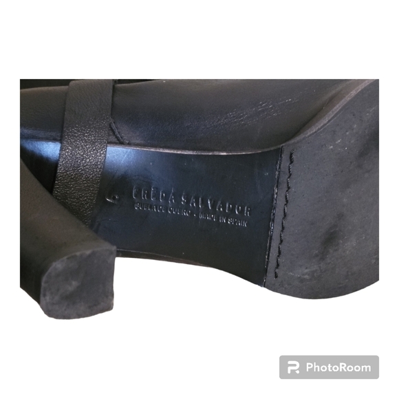 Freda salvador BLACK LEATHER HARNESS FRINGES OPEN TOE ANKLE BOOTS WOMEN’… - Picture 8 of 16